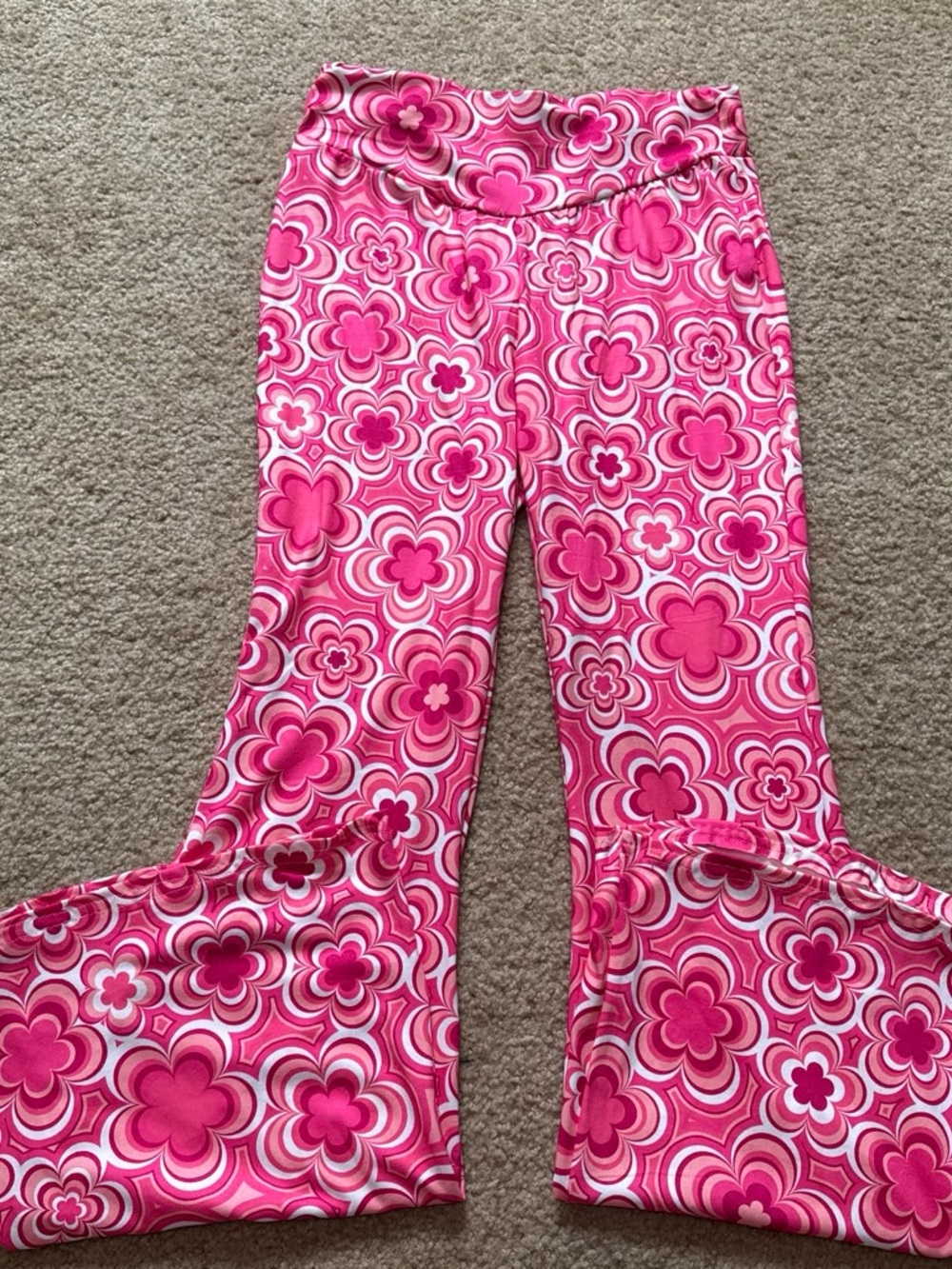 Pink Floral Flared Pants